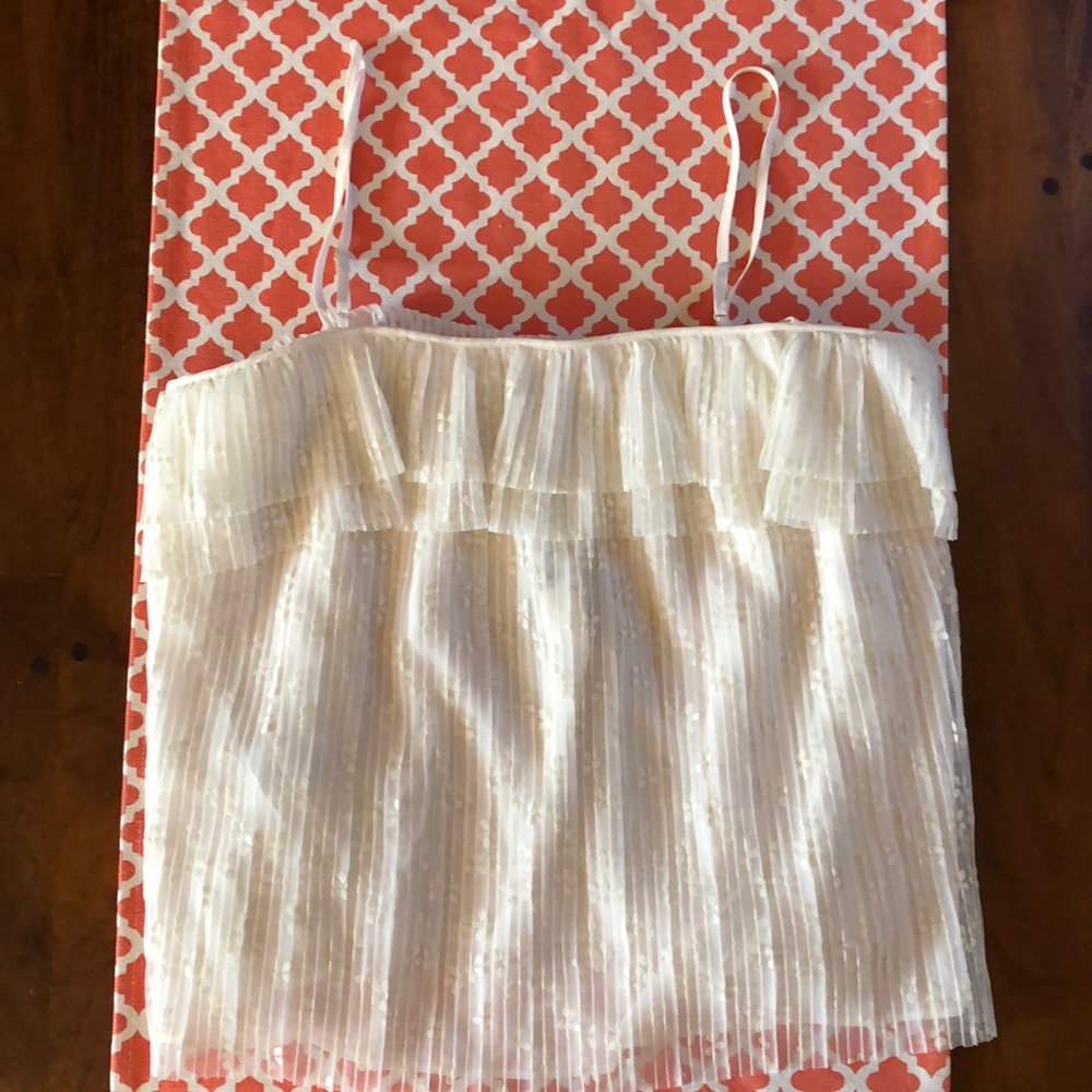 J.Crew Cute White  Top-Spaghetti Strap Size Large